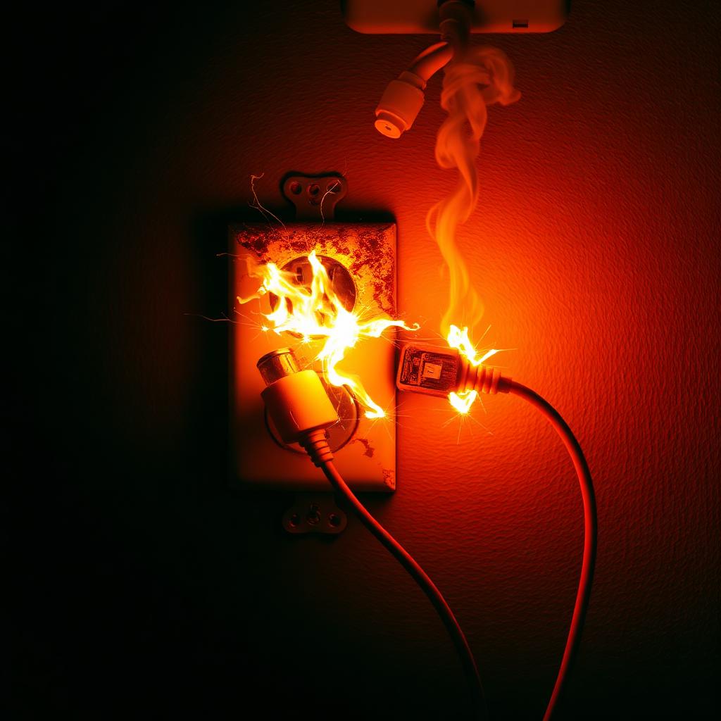 Sparking overloaded outlet hazard